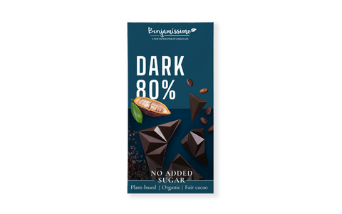 Tumšā 80% šokolāde bez cukura BIO, 60g